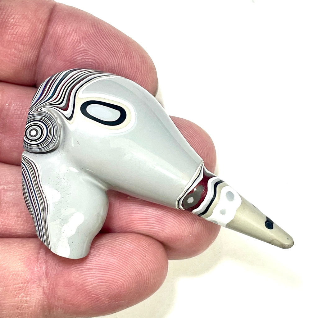 DVH Genuine Fordite Grey Bird Head Specimen Michigan 61x38x20mm (6908)