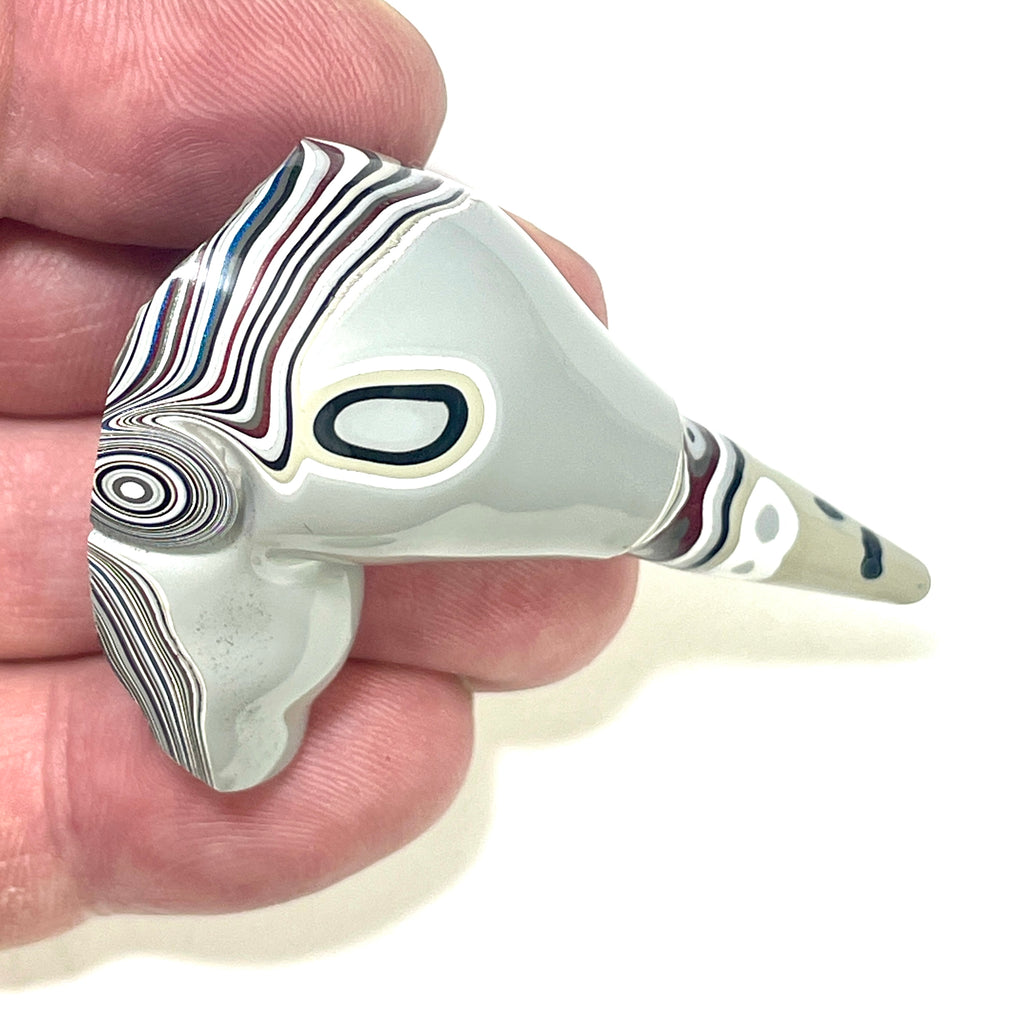 DVH Genuine Fordite Grey Bird Head Specimen Michigan 61x38x20mm (6908)
