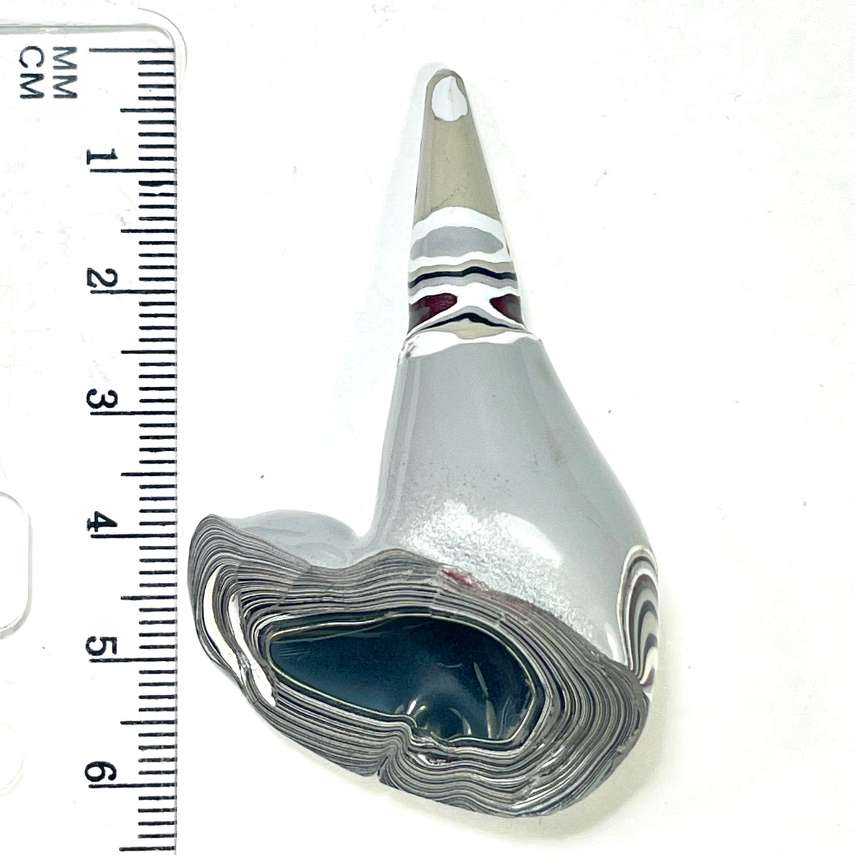 DVH Genuine Fordite Grey Bird Head Specimen Michigan 61x38x20mm (6908)