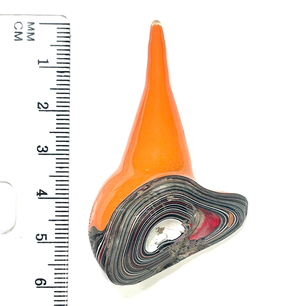 DVH Joose Orange Jp Fordite Bird Head Specimen Michigan 60x37x21mm (6909)