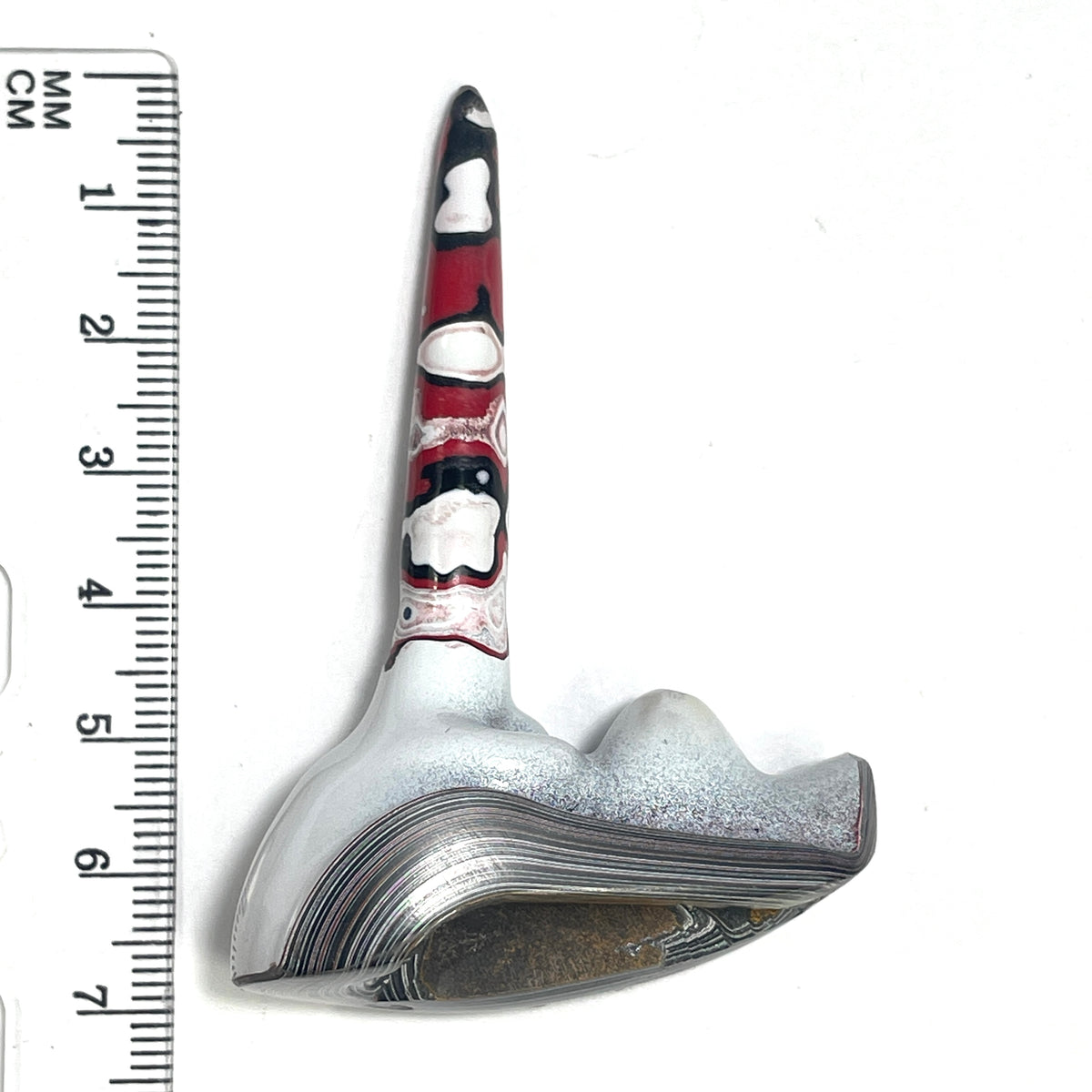 DVH Genuine Fordite Bird Head Specimen Chv Frd Jp Michigan 68x46x22mm (6910)