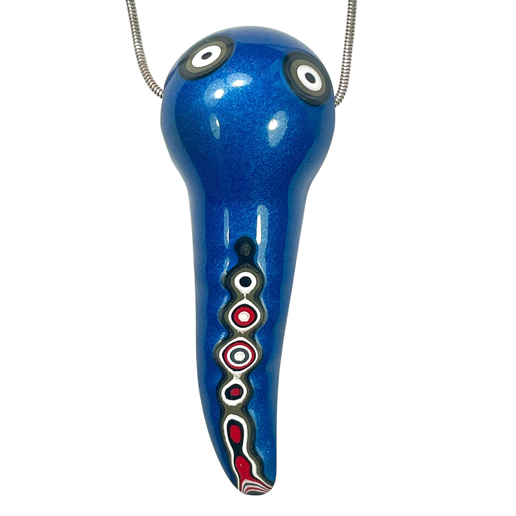 DVH Chv Frd Jp Fordite Blue Elephant Head Bead Pendant Michigan 83x31x16mm (6932)