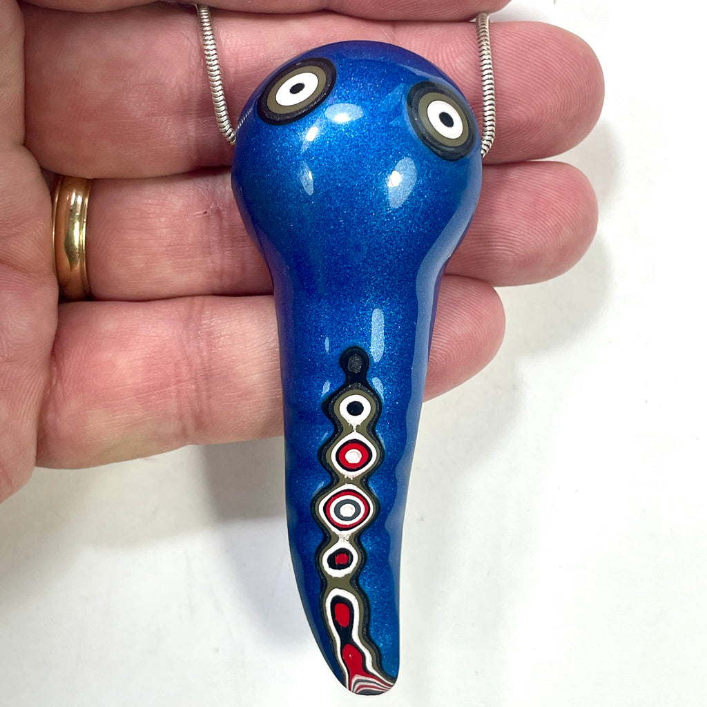 DVH Chv Frd Jp Fordite Blue Elephant Head Bead Pendant Michigan 83x31x16mm (6932)