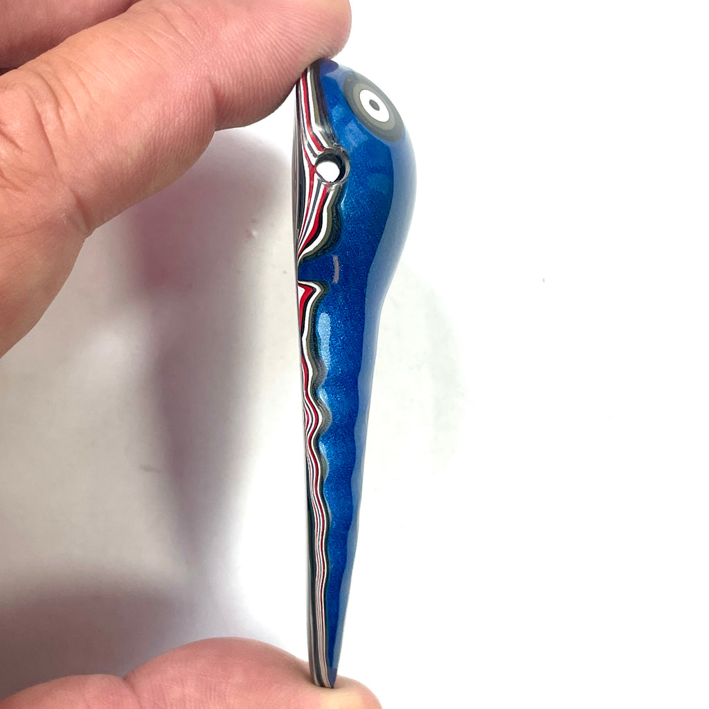 DVH Chv Frd Jp Fordite Blue Elephant Head Bead Pendant Michigan 83x31x16mm (6932)