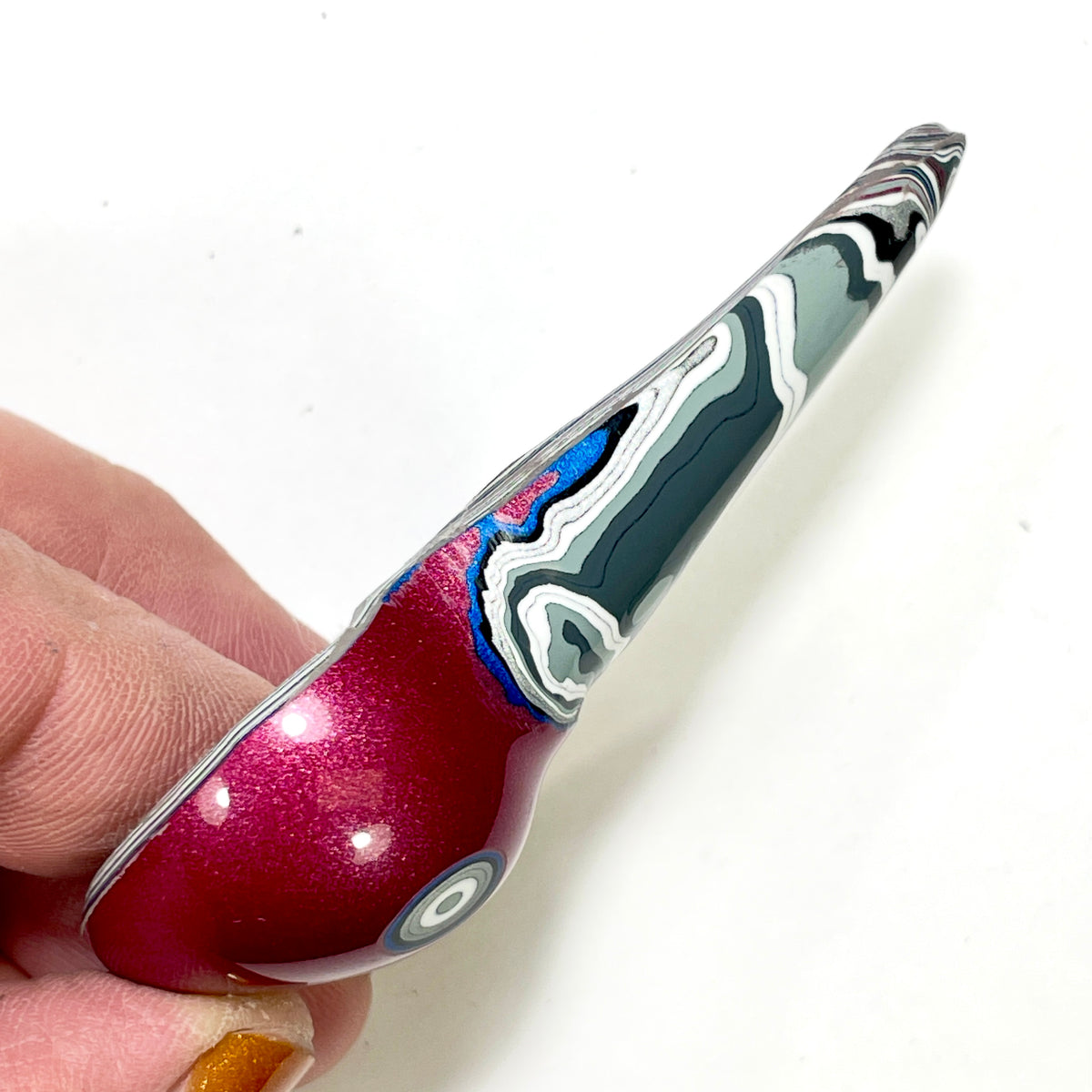 DVH Tuscadero Pink Jp Fordite Flamingo Head Polished Face Specimen (7011)