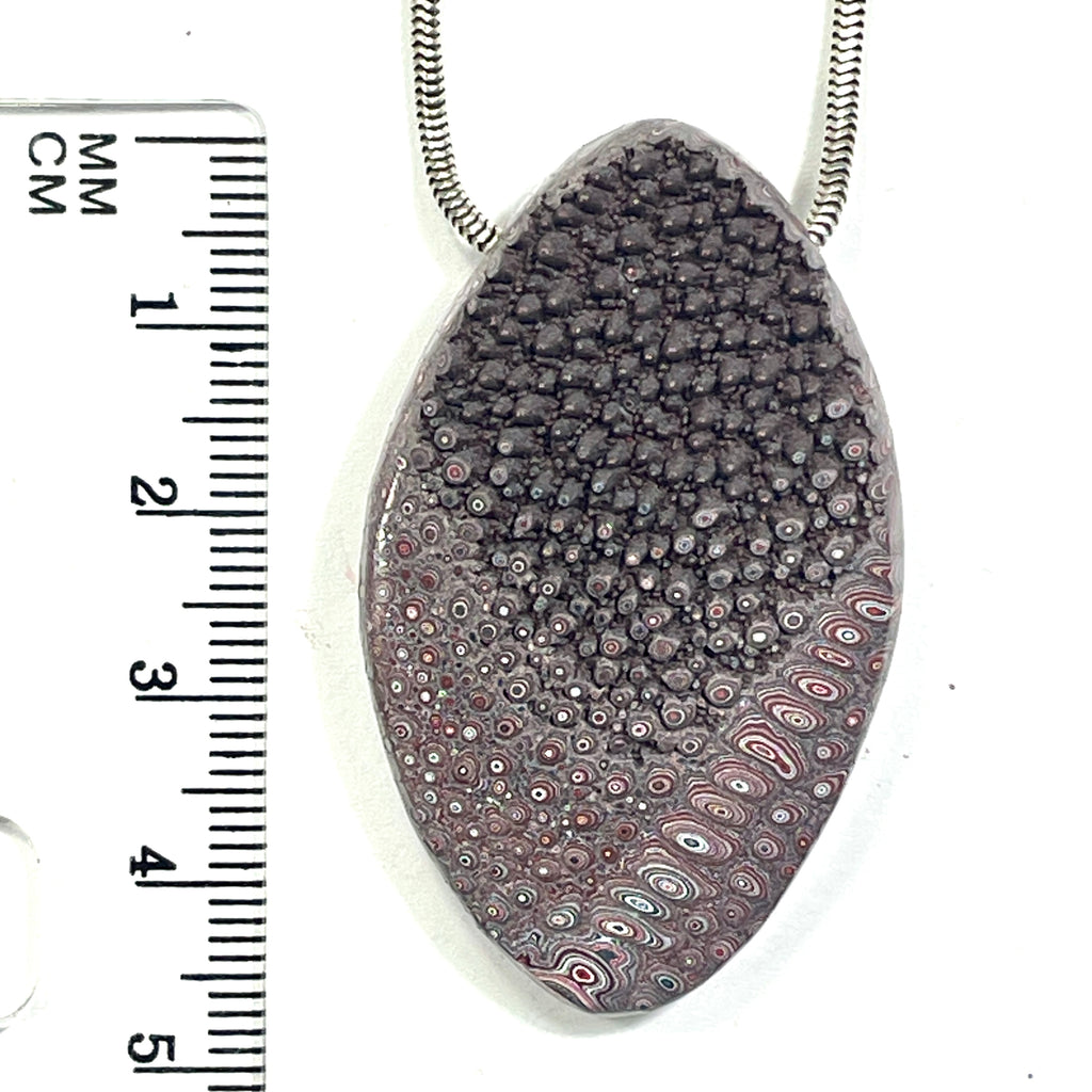 DVH Corvette Dragonscale Fordite Bead Pendant Genuine Bowling Green Ass48x29x10mm (6780)