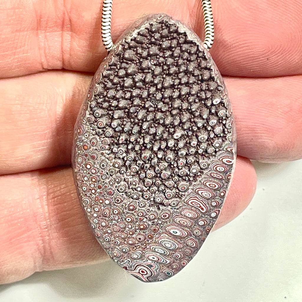 DVH Corvette Dragonscale Fordite Bead Pendant Genuine Bowling Green Ass48x29x10mm (6780)
