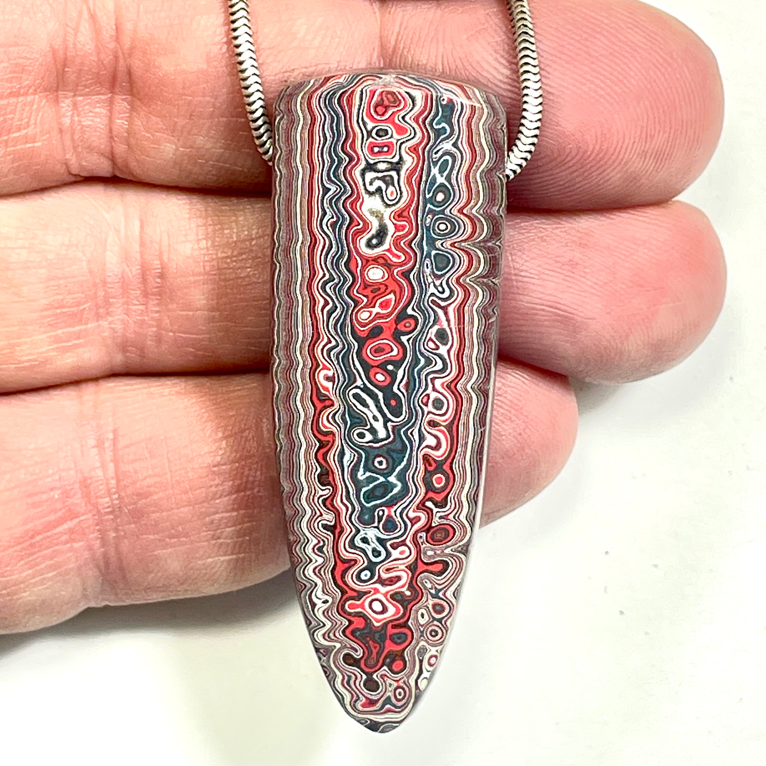 DVH Corvette Dragonscale Fordite Bead Pendant Genuine Bowling Green Ass 54x18x9mm (6781)