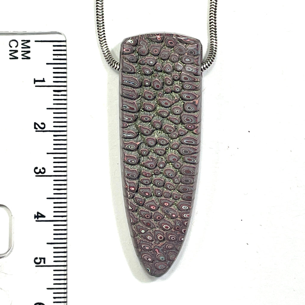 DVH Corvette Dragonscale Fordite Bead Pendant Genuine Bowling Green Ass 54x18x9mm (6781)