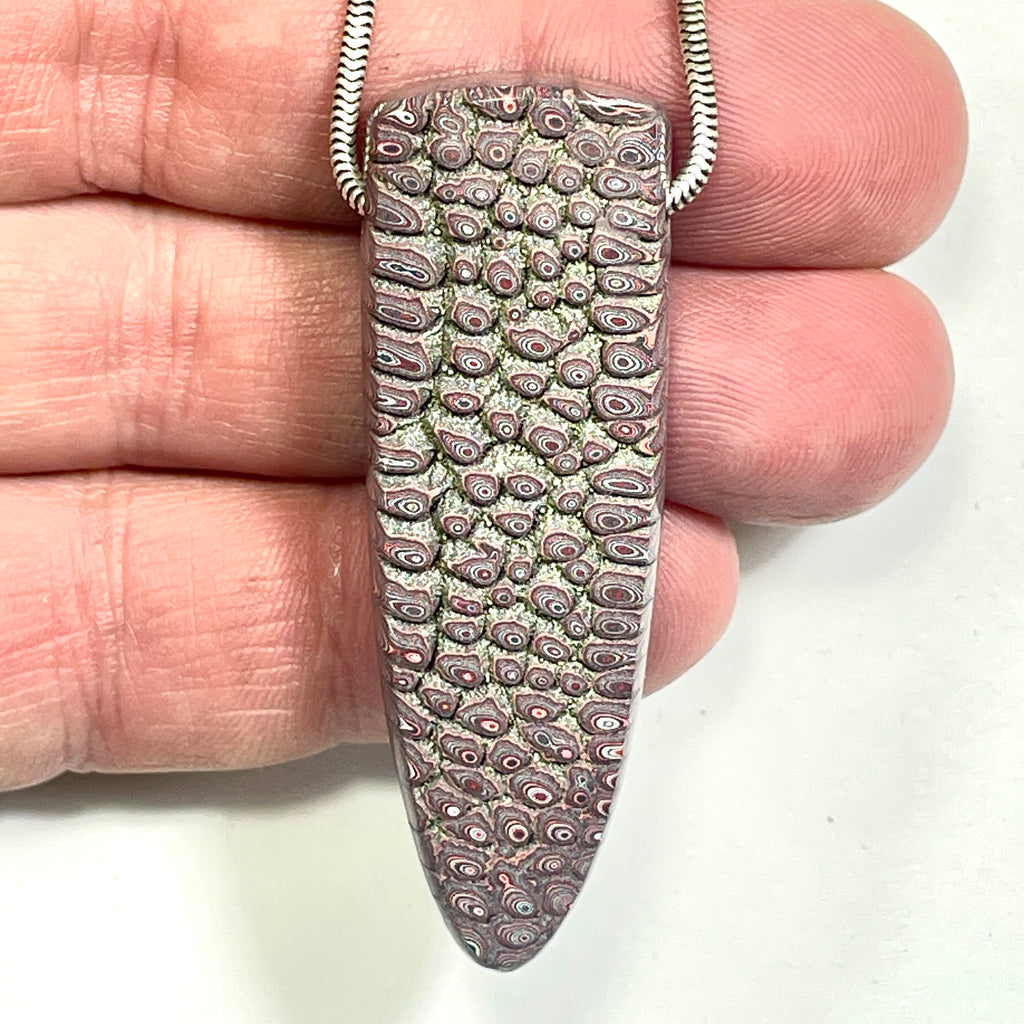 DVH Corvette Dragonscale Fordite Bead Pendant Genuine Bowling Green Ass 54x18x9mm (6781)