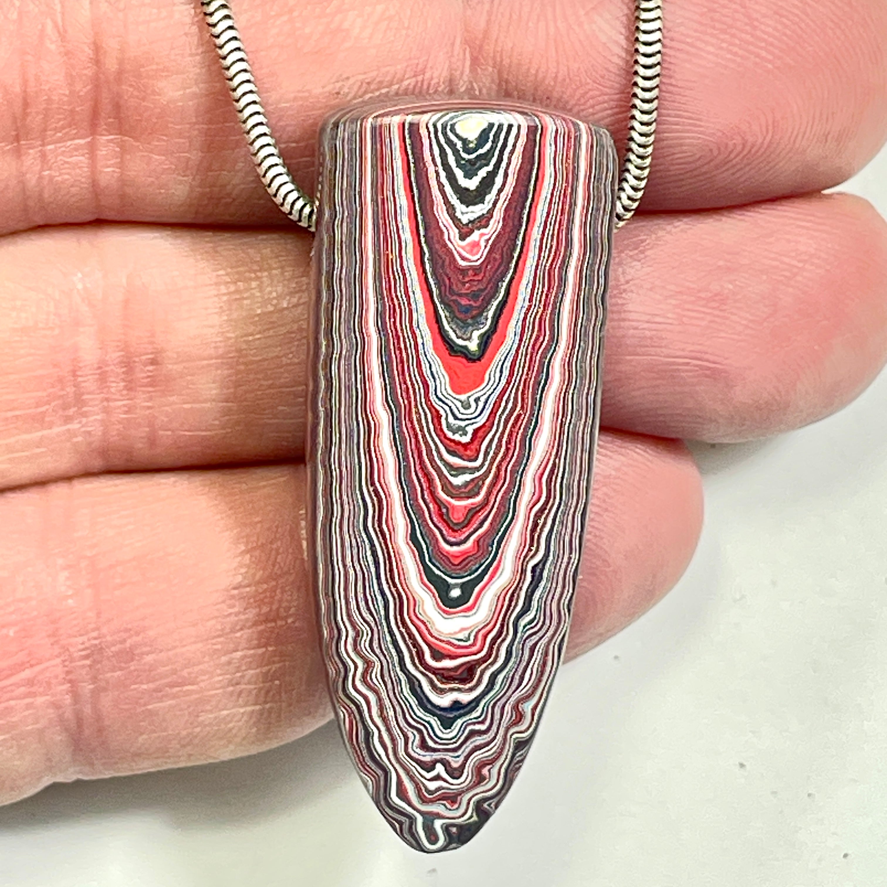 DVH Corvette Dragonscale Fordite Bead Pendant Bowling Green Ass 46x18x10mm (6782)