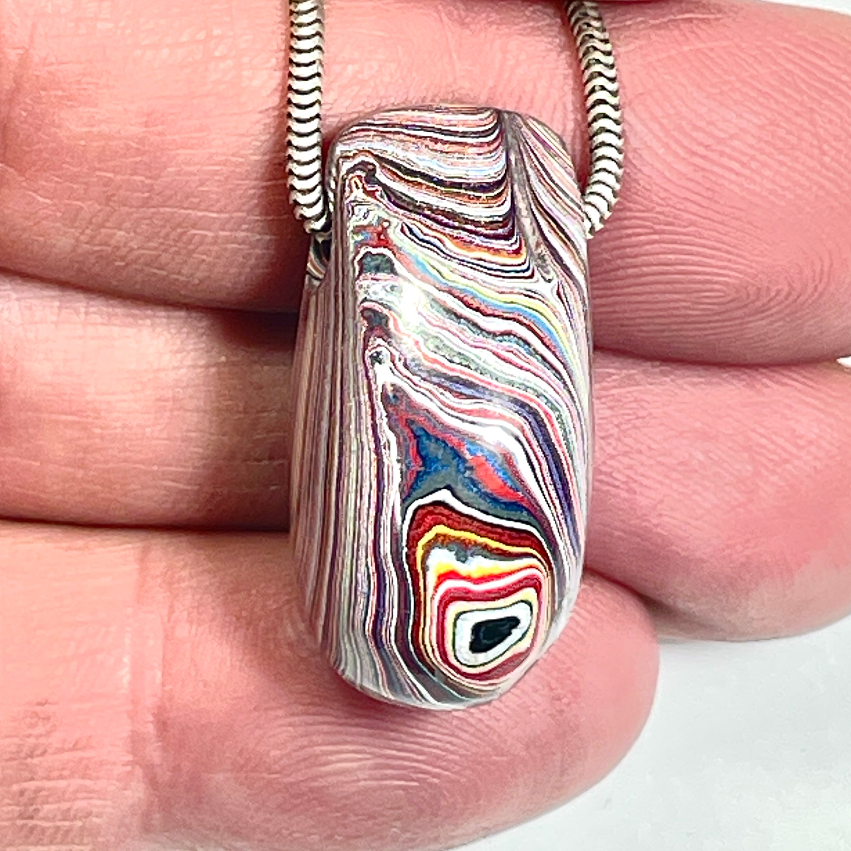 DVH Corvette Fordite Teardrop Bead Pendant Bowling Green Ass 28x19x14mm (6784)