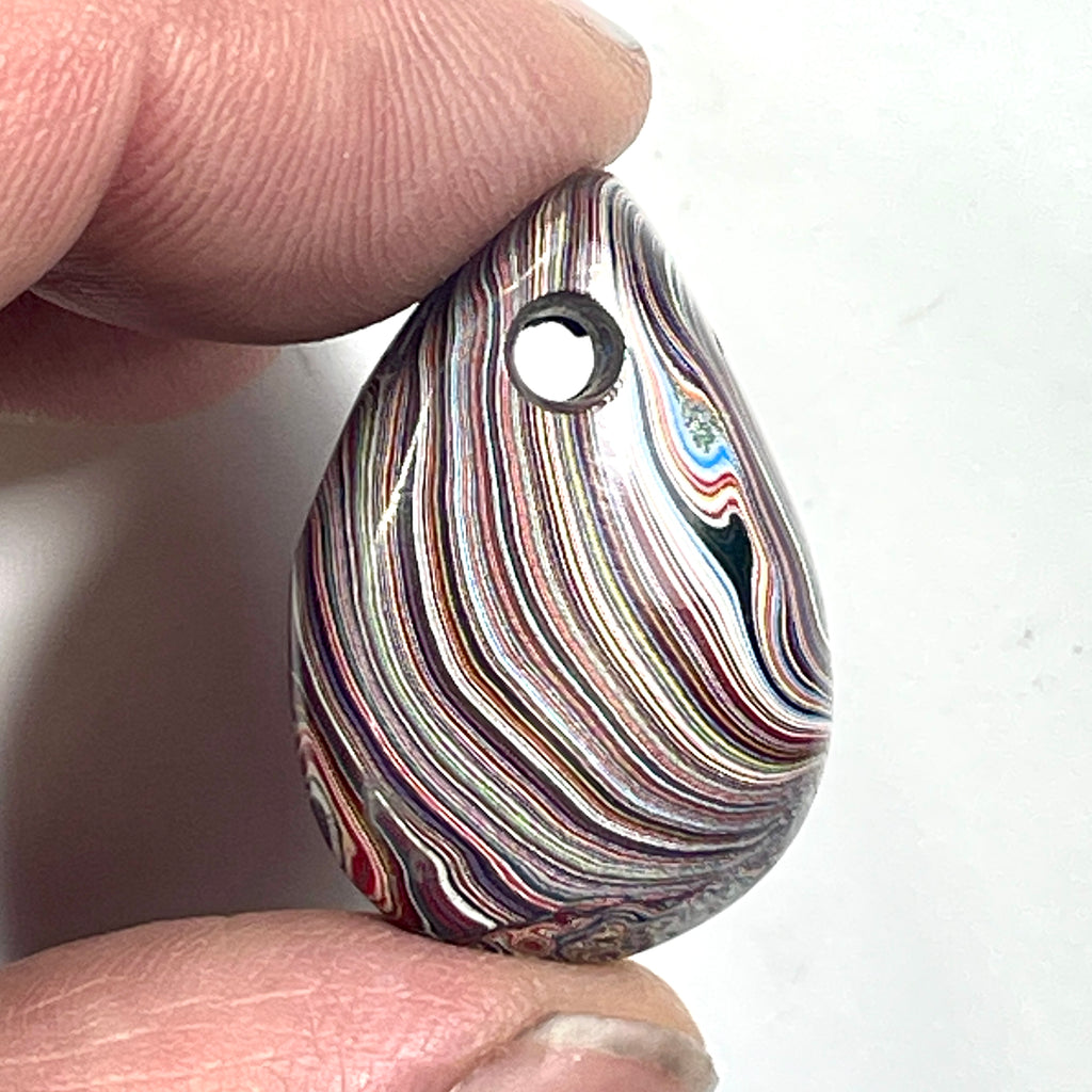 DVH Corvette Fordite Teardrop Bead Pendant Bowling Green Ass 28x19x14mm (6784)