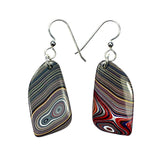 DVH Genuine Corvette Fordite Earrings Sterling French Wires 32x18x4mm (5942)