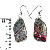 DVH Genuine Corvette Fordite Earrings Sterling French Wires 32x18x4mm (5942)