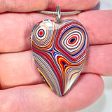 DVH Corvette Fordite Heart Pendant Car Paint Sterling Bail 35x28x6mm (5943)