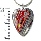 DVH Corvette Fordite Heart Pendant Car Paint Sterling Bail 35x28x6mm (5943)