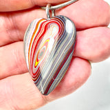 DVH Corvette Fordite Heart Pendant Car Paint Sterling Bail 35x28x6mm (5943)