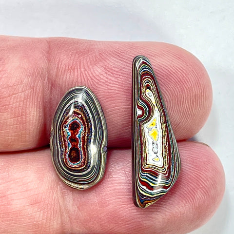 DVH 2 Corvette Fordite Cabochons Recycled Car Paint Cab 17x10x4mm+ (5946)