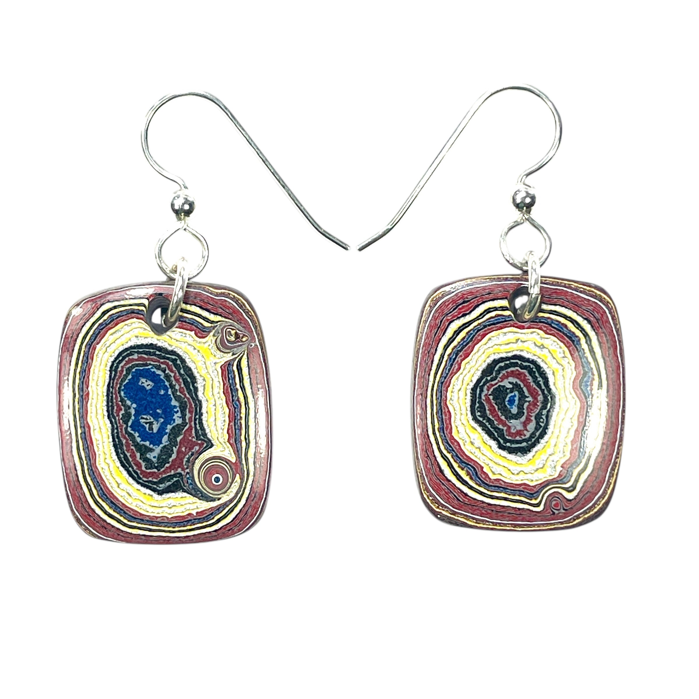 DVH Genuine Corvette Fordite Earrings Sterling French Wires 24x19x5mm (6019) - DVHdesigns