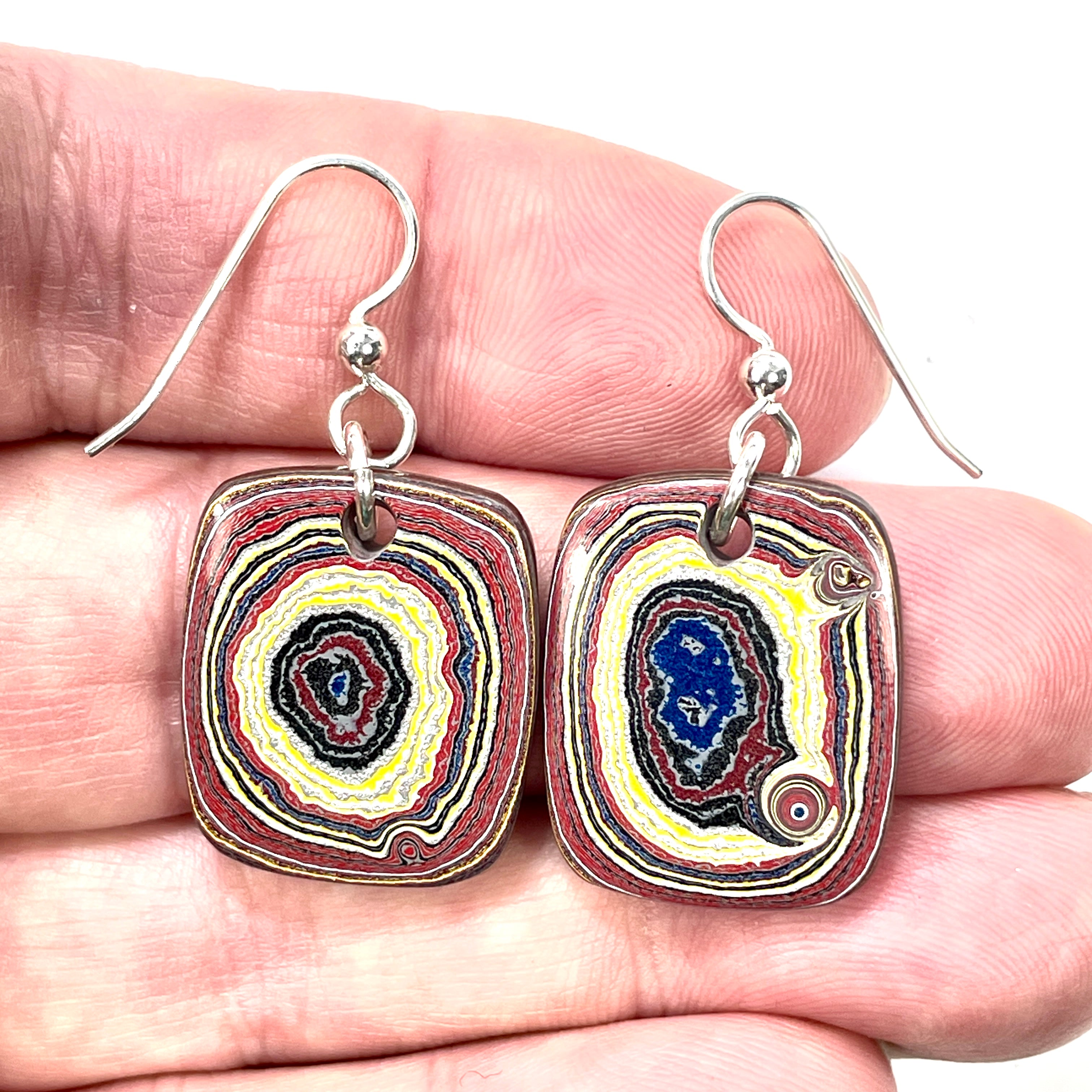 DVH Genuine Corvette Fordite Earrings Sterling French Wires 24x19x5mm (6019) - DVHdesigns
