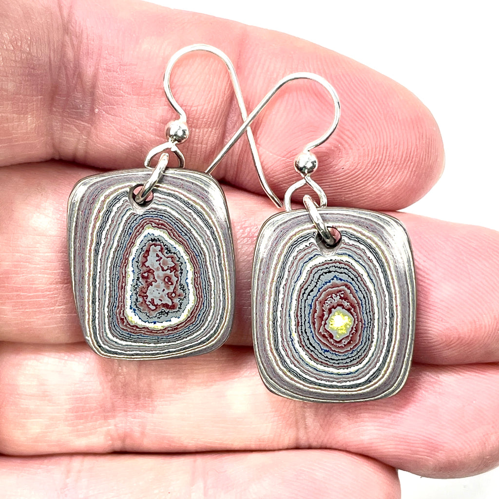 DVH Genuine Corvette Fordite Earrings Sterling French Wires 24x19x5mm (6019) - DVHdesigns