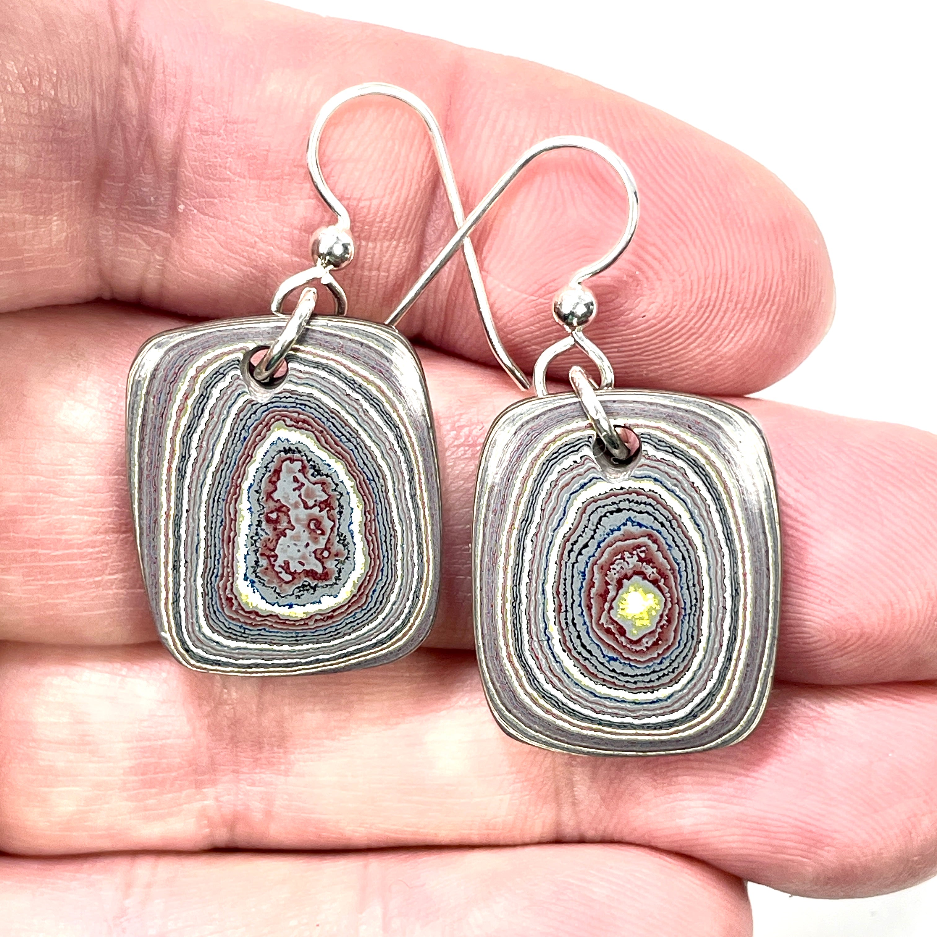 DVH Genuine Corvette Fordite Earrings Sterling French Wires 24x19x5mm (6019) - DVHdesigns