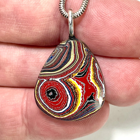 DVH Corvette Fordite Pendant Recycled Car Paint Sterling Bail 23x20x5mm (6041)