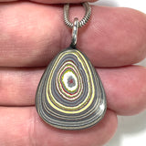 DVH Corvette Fordite Pendant Recycled Car Paint Sterling Bail 23x20x5mm (6041)