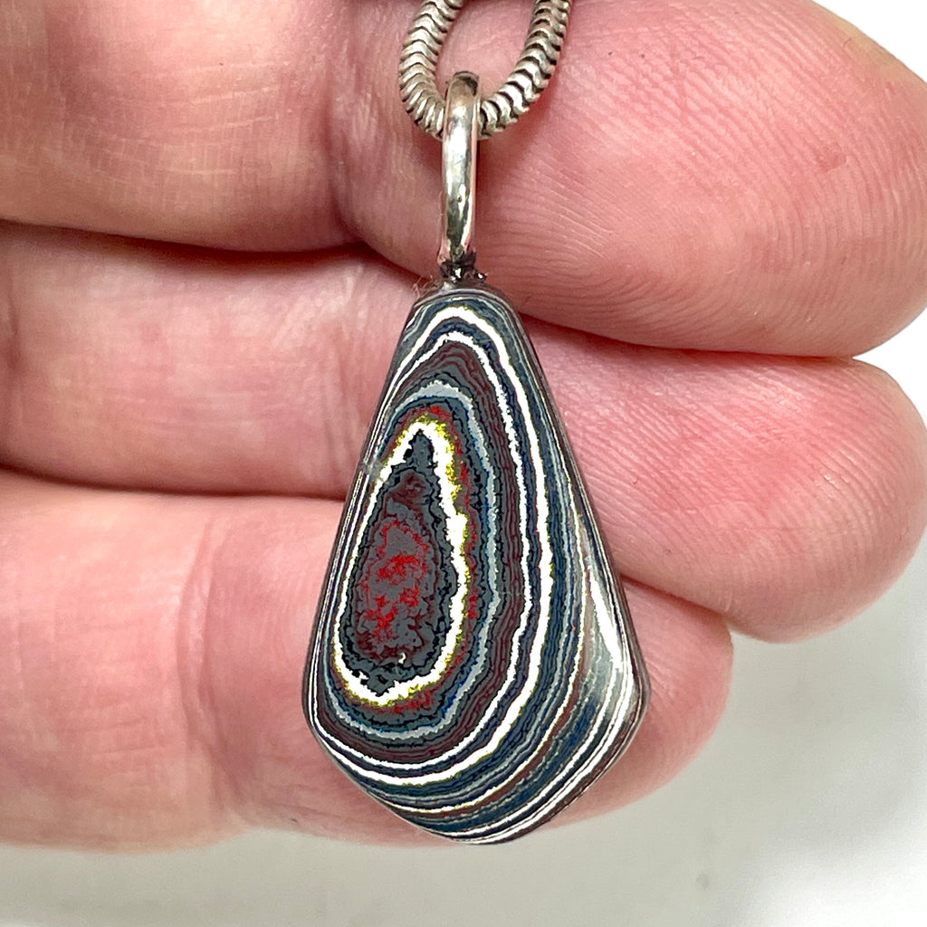 DVH Corvette Fordite Pendant Recycled Car Paint Sterling Bail 26x16x5mm (6042)