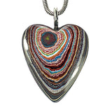DVH Corvette Fordite Heart Pendant Recycled Car Paint Sterling Bail 35x25x5mm (6043)