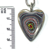 DVH Corvette Fordite Heart Pendant Recycled Car Paint Sterling Bail 35x25x5mm (6043)