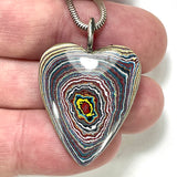 DVH Corvette Fordite Heart Pendant Recycled Car Paint Sterling Bail 35x25x5mm (6043)