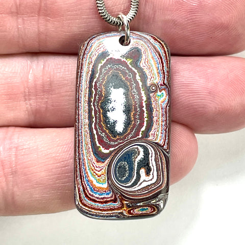 DVH Corvette Fordite Pendant Recycled Car Paint Sterling Bail 40x20x6mm (6060)