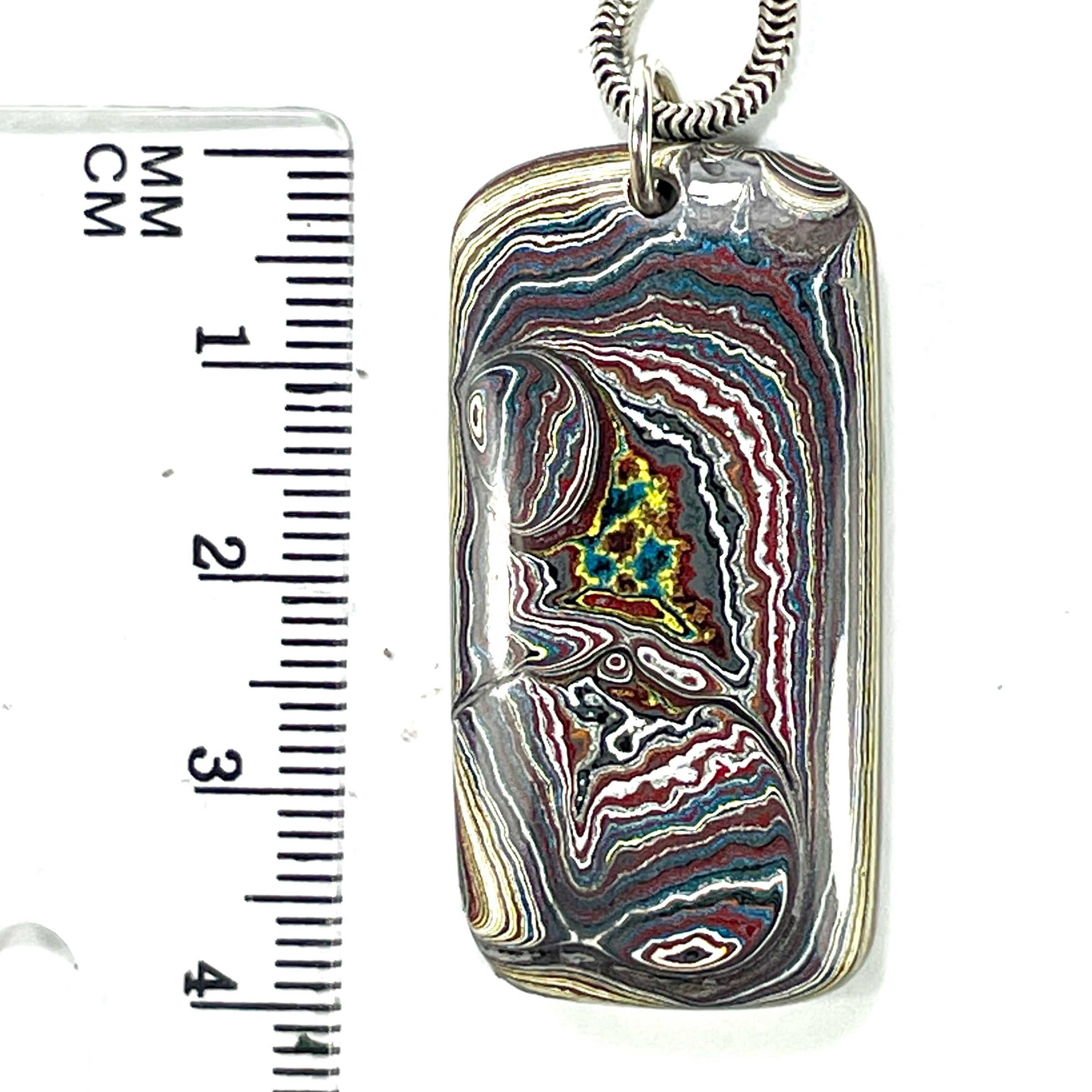 DVH Corvette Fordite Pendant Recycled Car Paint Sterling Bail 40x20x6mm (6060) - DVHdesigns