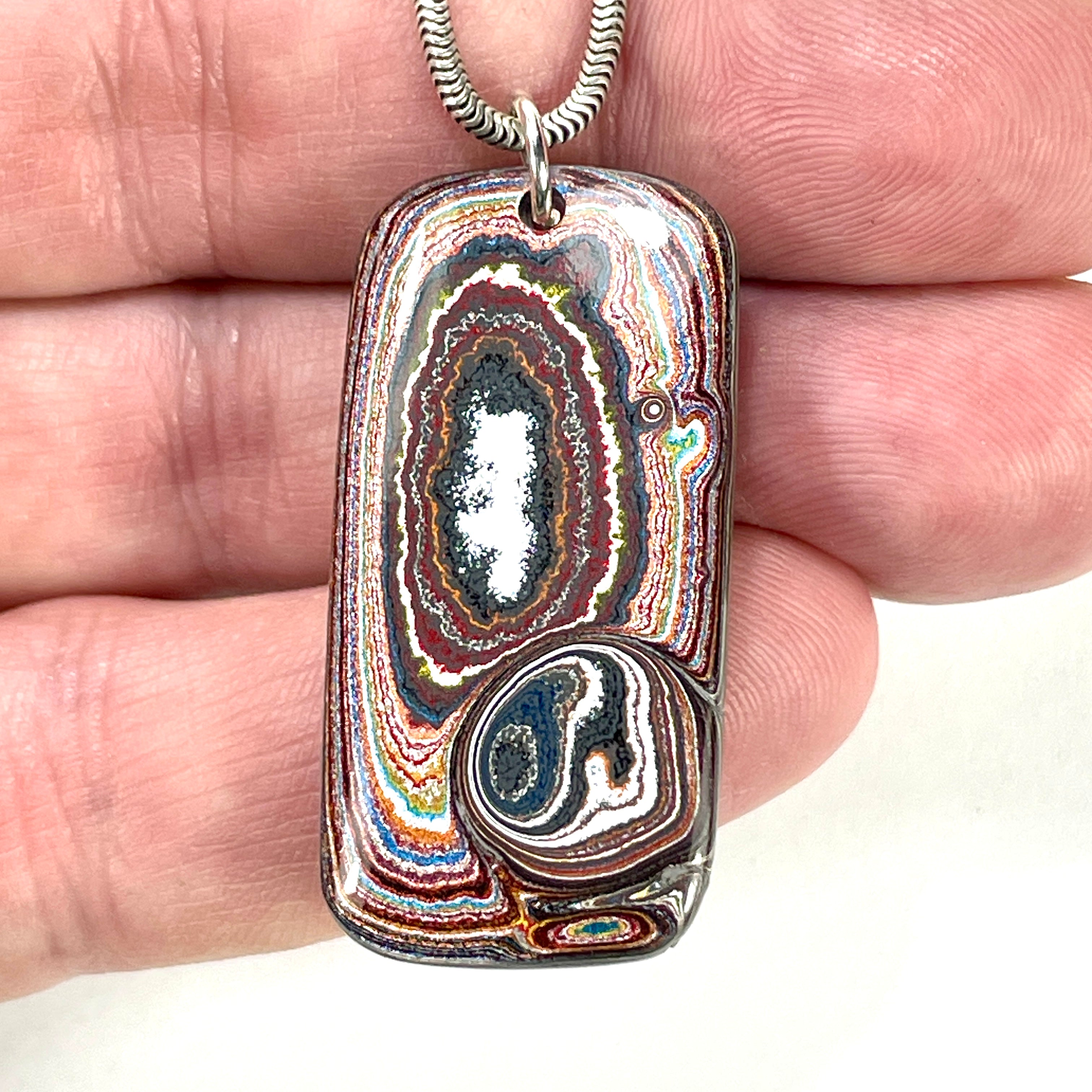 DVH Corvette Fordite Pendant Recycled Car Paint Sterling Bail 40x20x6mm (6060) - DVHdesigns