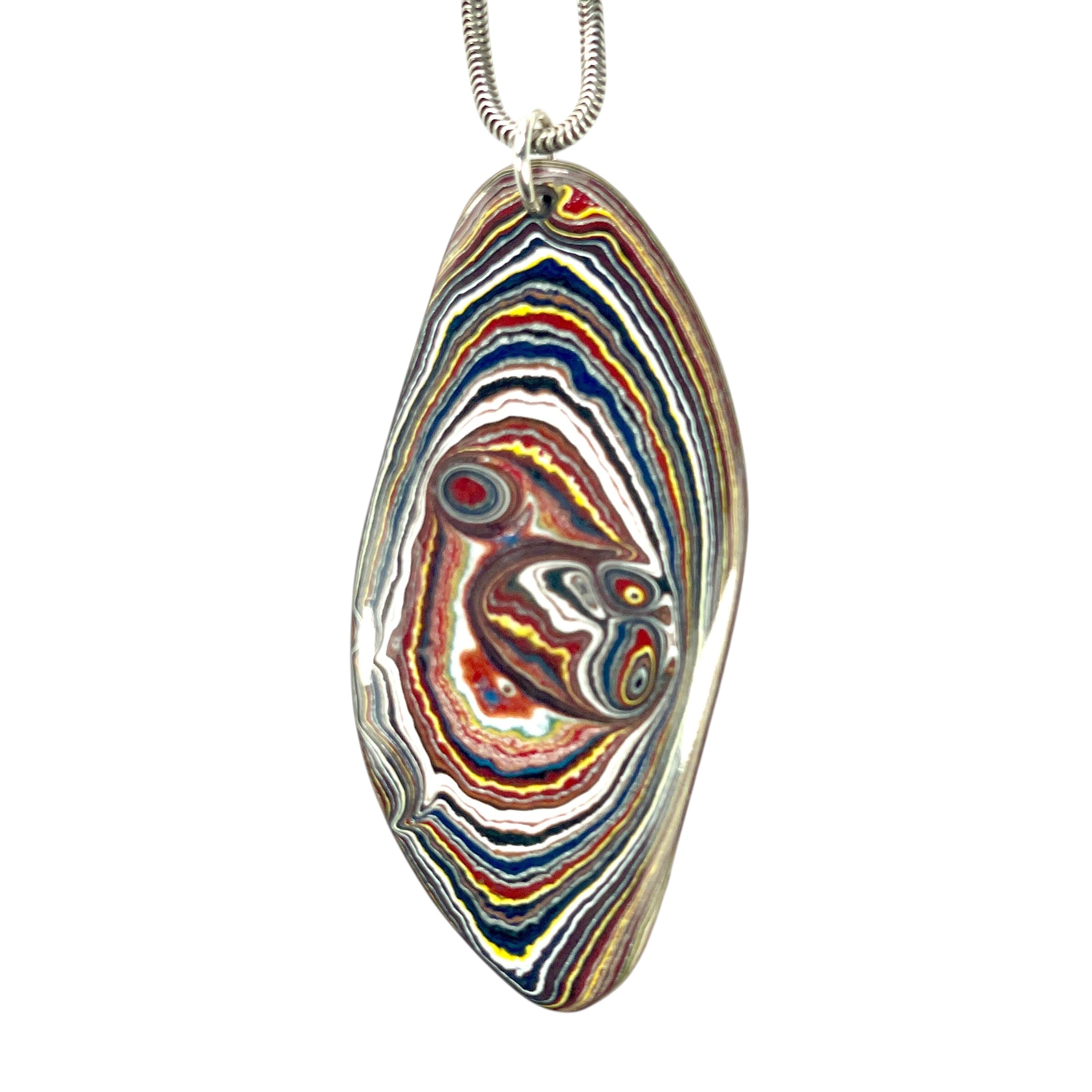 DVH Corvette Fordite Pendant Recycled Car Paint Sterling Bail 57x25x5mm (6061) - DVHdesigns
