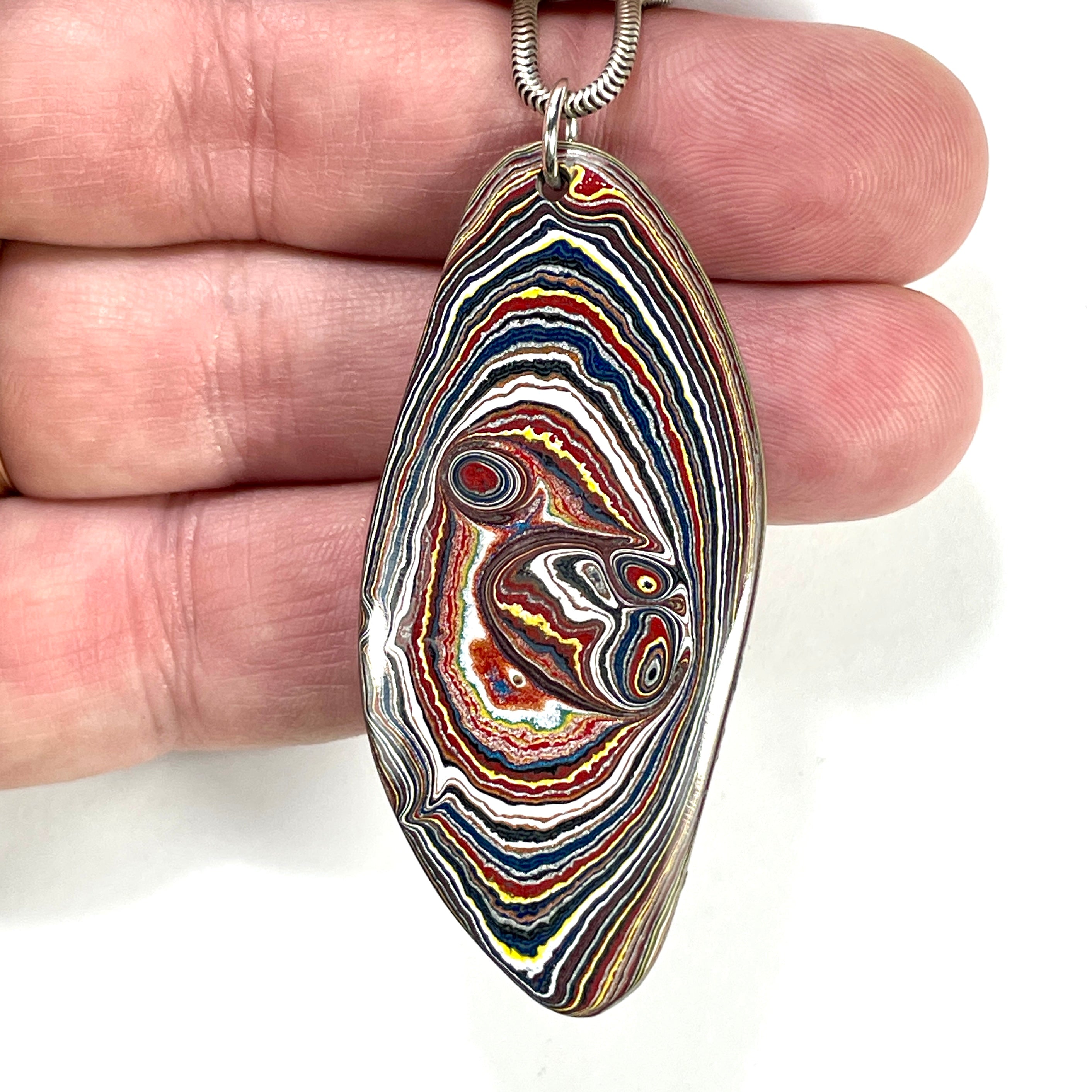 DVH Corvette Fordite Pendant Recycled Car Paint Sterling Bail 57x25x5mm (6061) - DVHdesigns