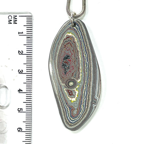 DVH Corvette Fordite Pendant Recycled Car Paint Sterling Bail 57x25x5mm (6061) - DVHdesigns