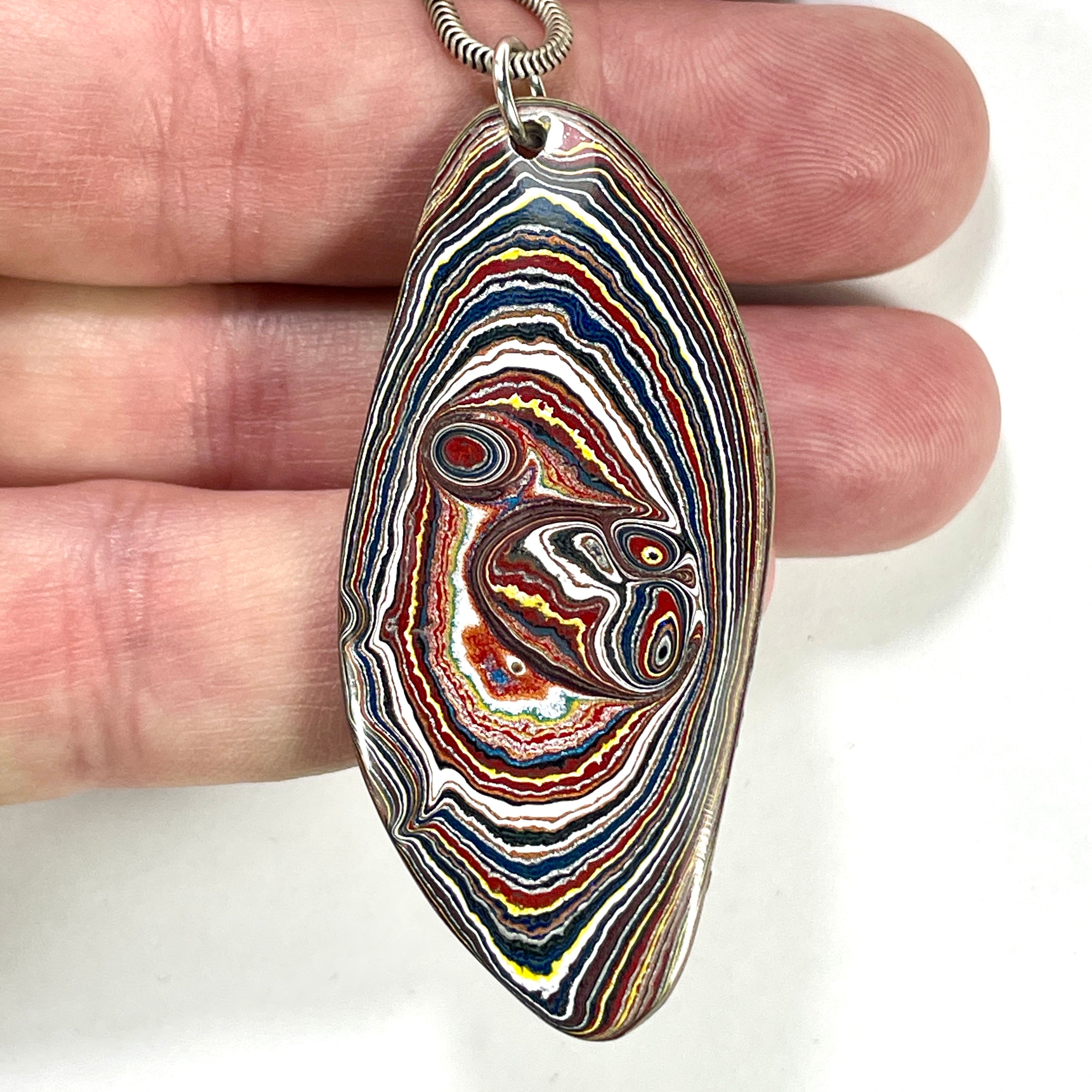 DVH Corvette Fordite Pendant Recycled Car Paint Sterling Bail 57x25x5mm (6061) - DVHdesigns