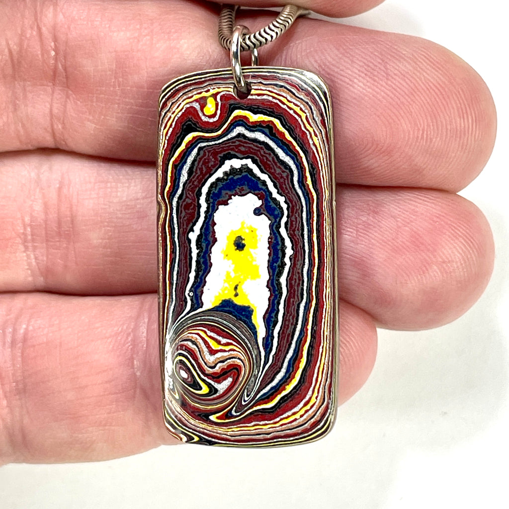 DVH Corvette Fordite Pendant Recycled Car Paint Sterling Bail 41x20x4mm (6062)
