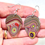 DVH Genuine Corvette Fordite Earring & Pendant Suite Sterling Silver 36x24x5mm (6099)