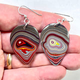 DVH Genuine Corvette Fordite Earring & Pendant Suite Sterling Silver 36x24x5mm (6099)
