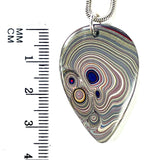 DVH Genuine Corvette Fordite Earring & Pendant Suite Sterling Silver 36x24x5mm (6099)