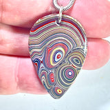 DVH Genuine Corvette Fordite Earring & Pendant Suite Sterling Silver 36x24x5mm (6099)