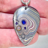 DVH Genuine Corvette Fordite Earring & Pendant Suite Sterling Silver 36x24x5mm (6099)