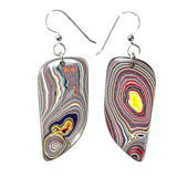 DVH Genuine Corvette Fordite Earrings Sterling French Wires 38x18x4mm (6100)