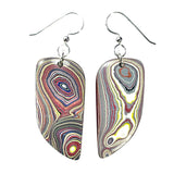 DVH Genuine Corvette Fordite Earrings Sterling French Wires 38x18x4mm (6100)