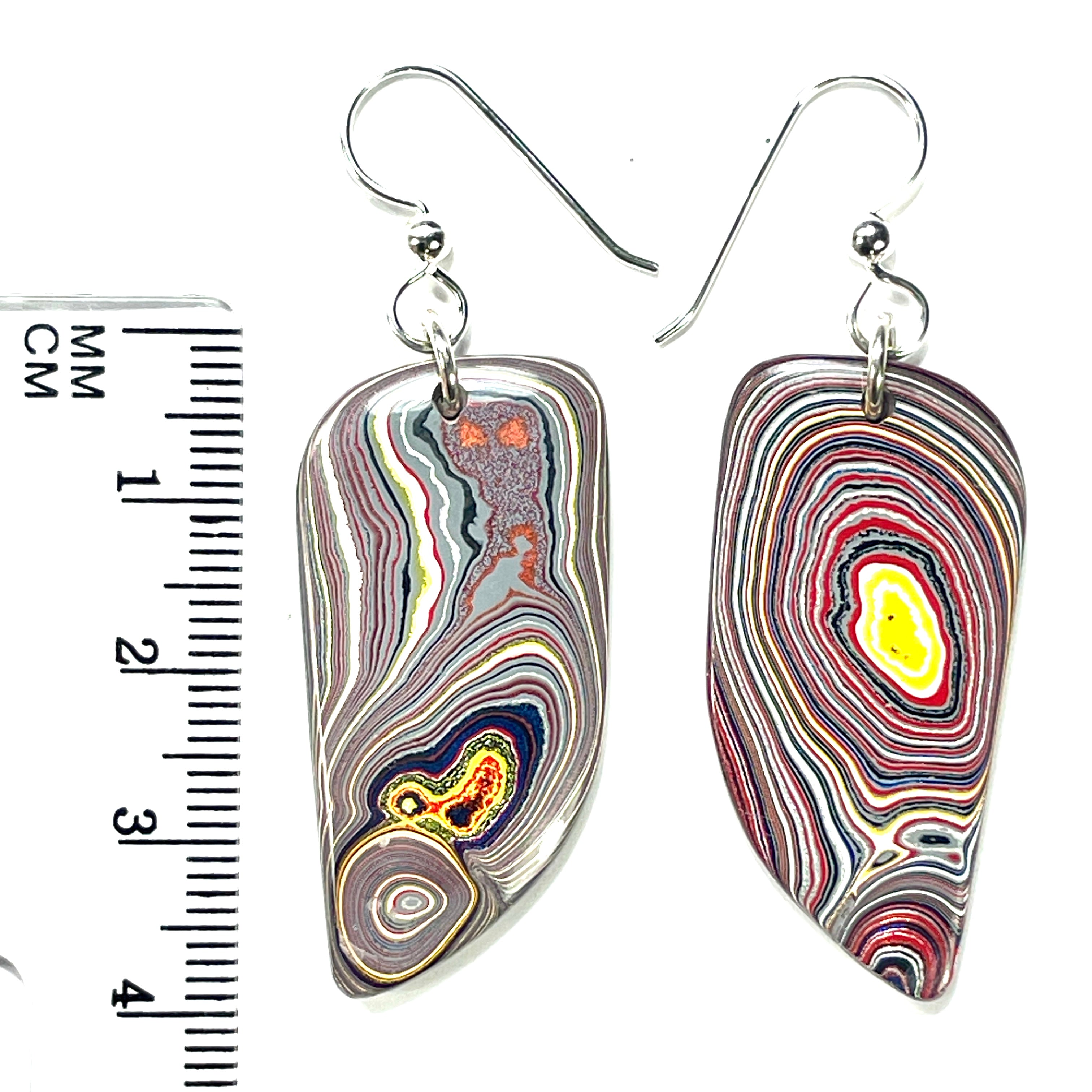 DVH Genuine Corvette Fordite Earrings Sterling French Wires 38x18x4mm (6100)