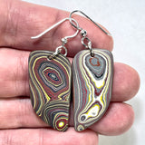 DVH Genuine Corvette Fordite Earrings Sterling French Wires 38x18x4mm (6100)